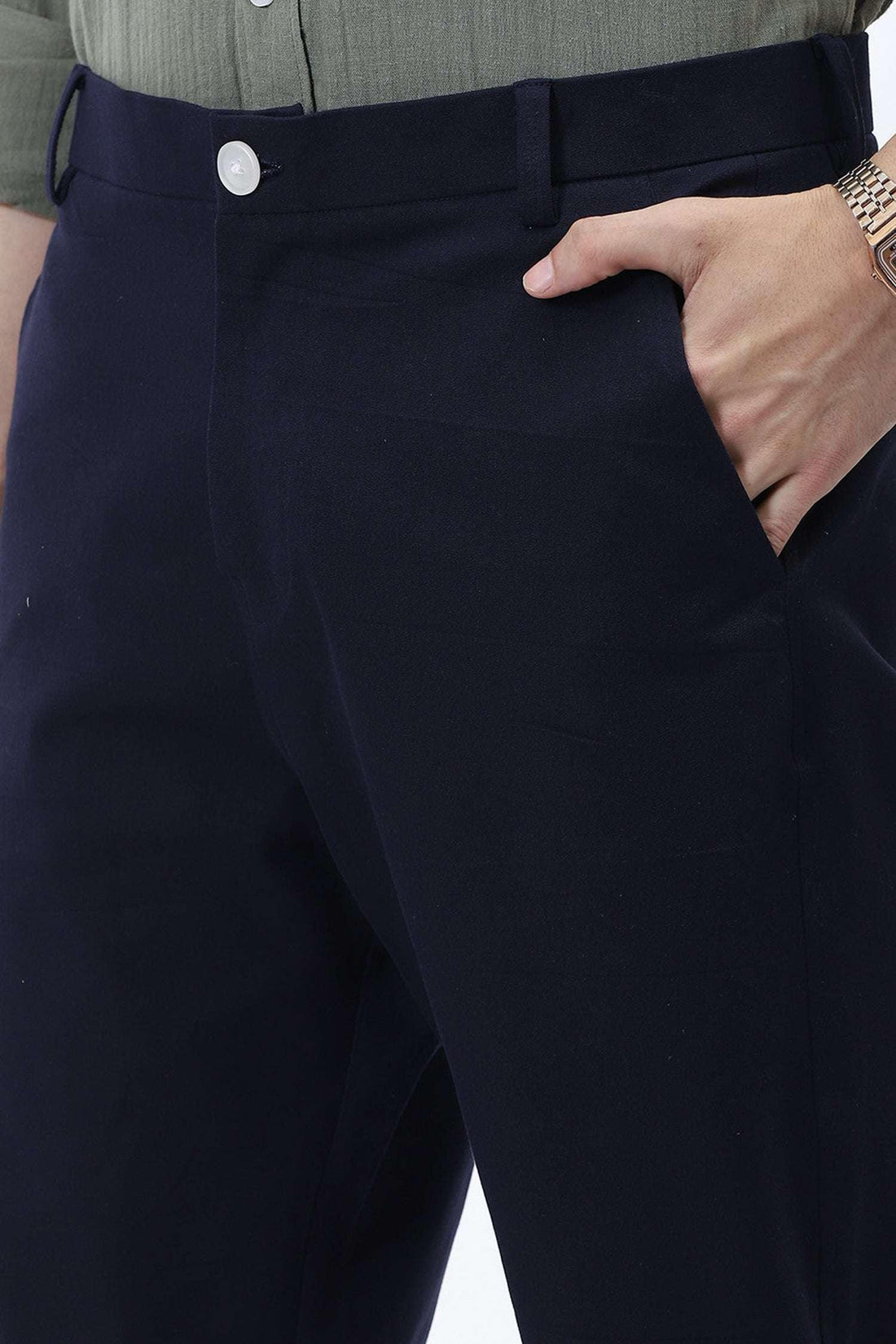 BLUE REGULAR FIT FORMAL PANT