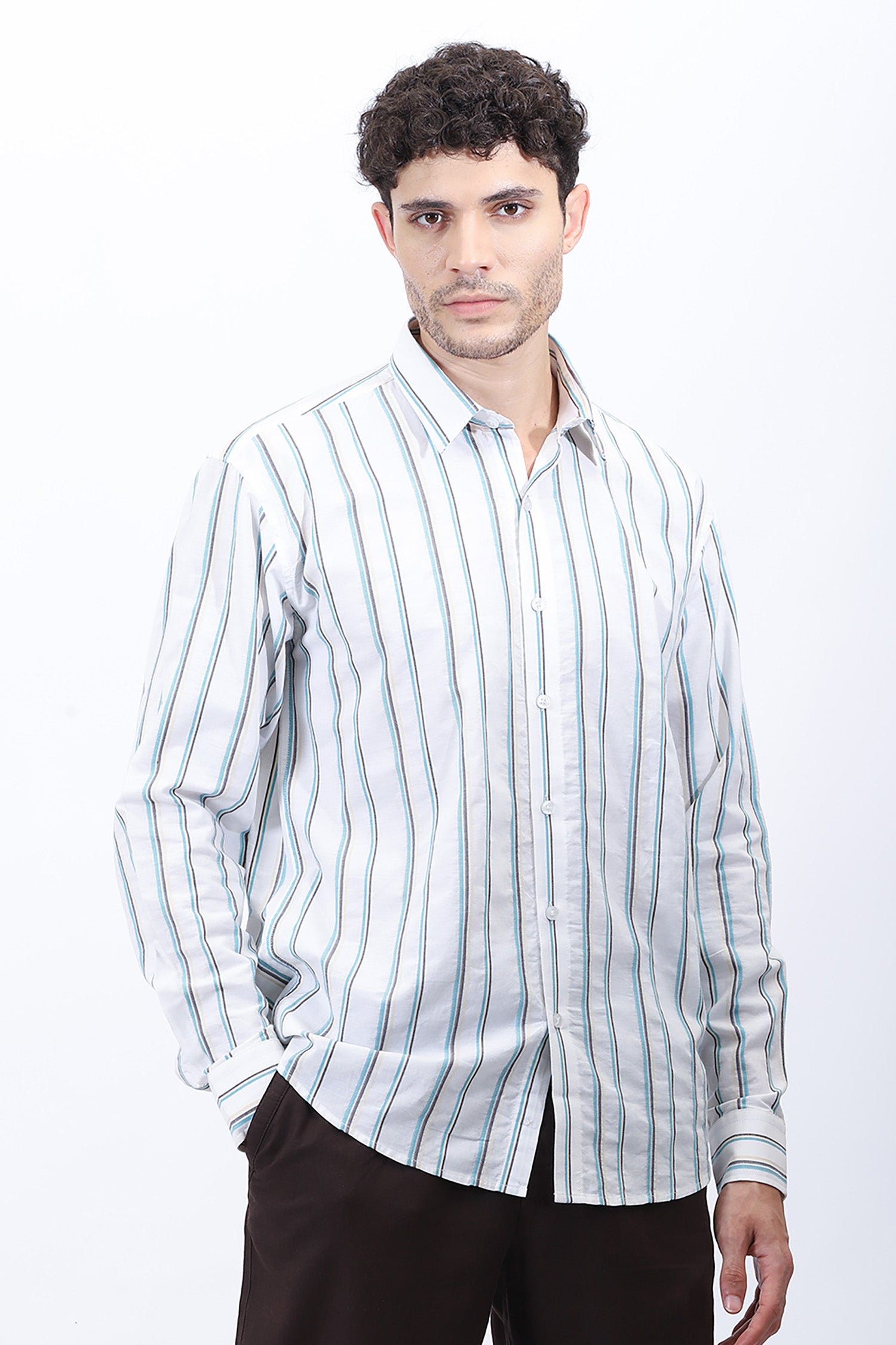 "Everyday Striped Cotton Shirt – Smart Casual Style "