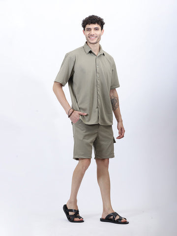 Olive Green Box Textured Co-Ord Set