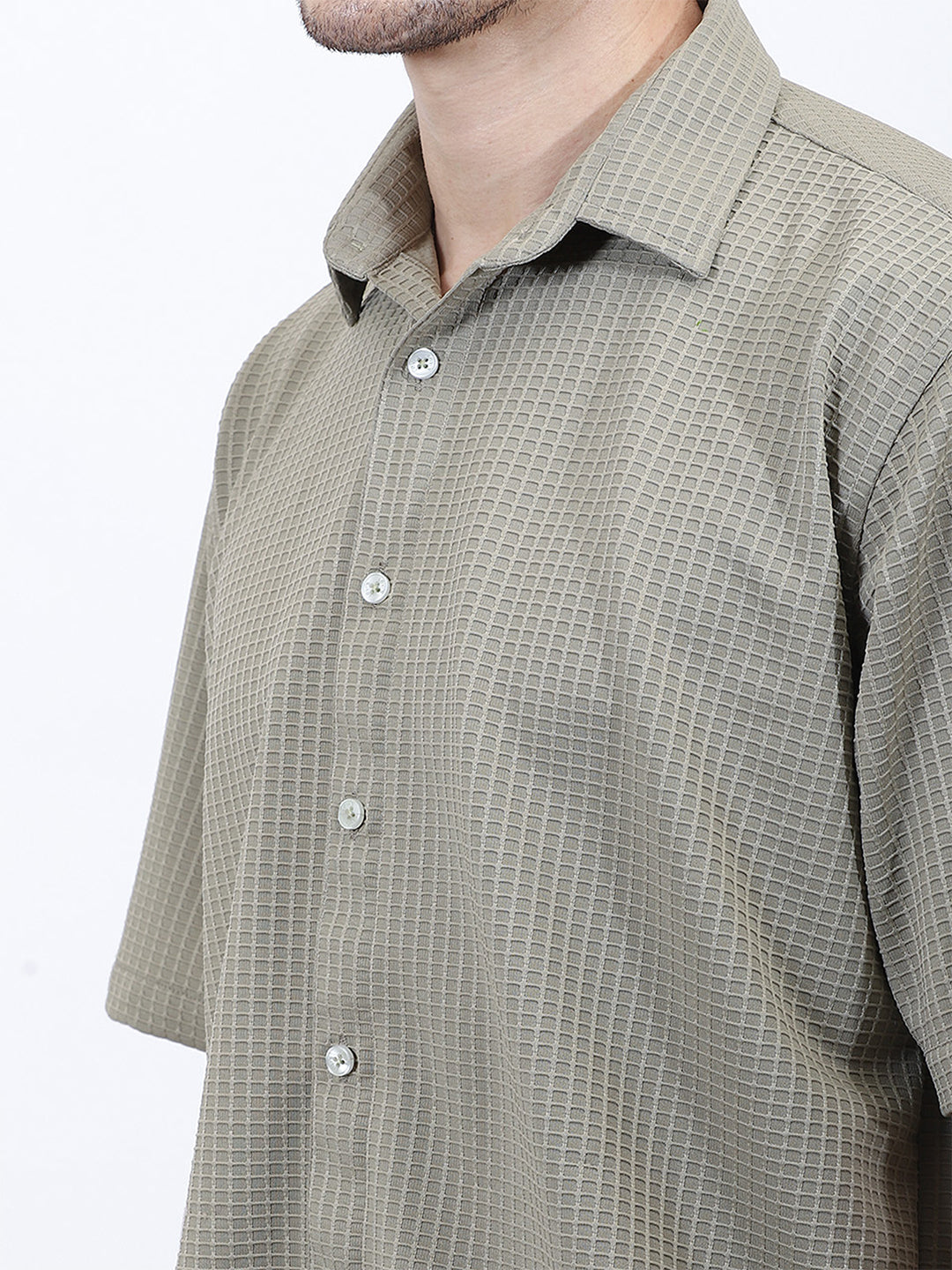 Olive Green Box Textured Co-Ord Set