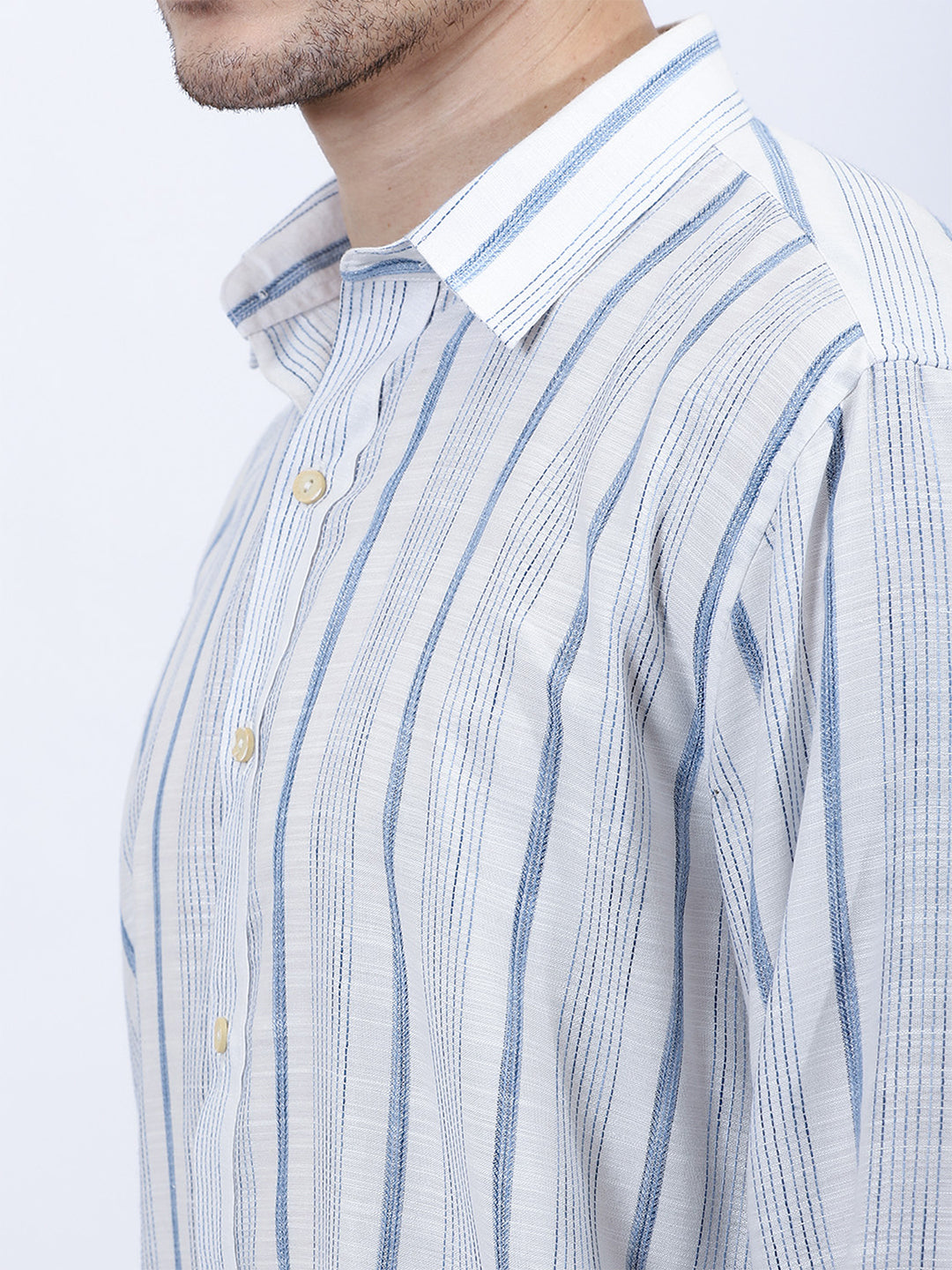 Men's Blue Stripe Viscose Shirt