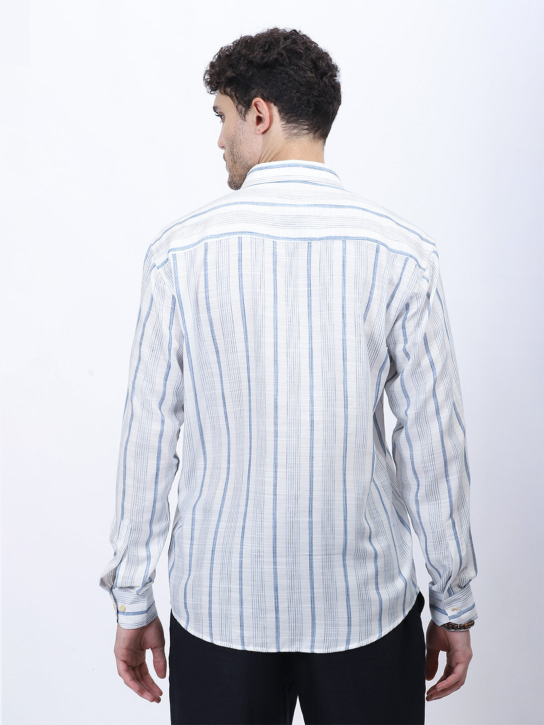 Men's Blue Stripe Viscose Shirt