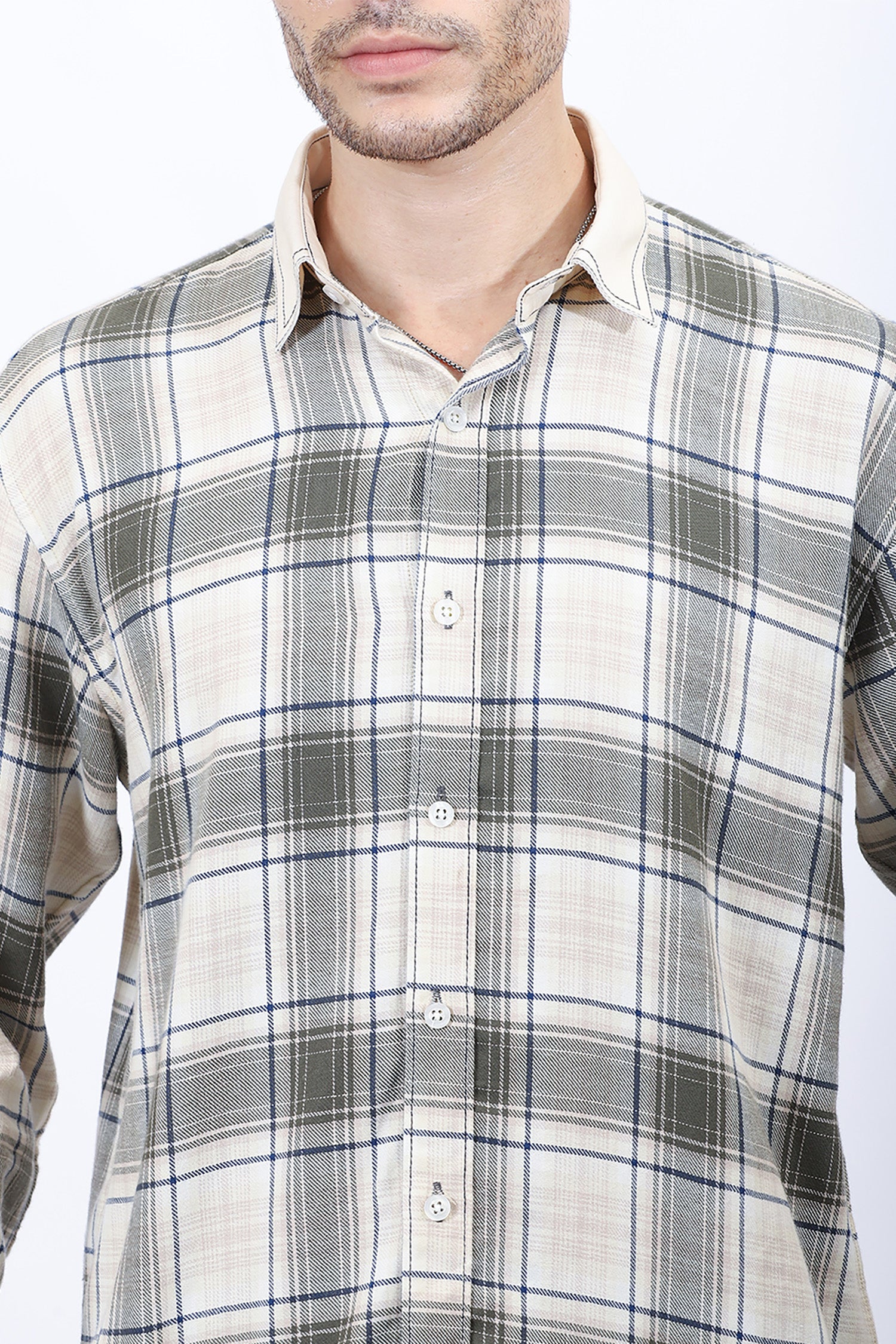 Retro Grove: Contrast Collar Check Shirt