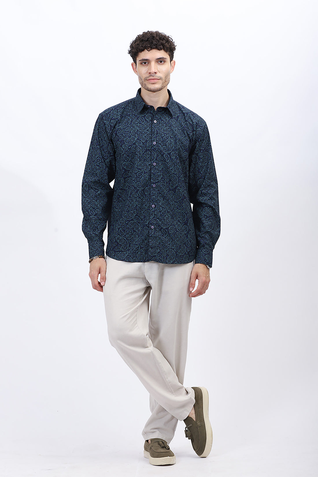 Azure Paisley Cotton Shirt