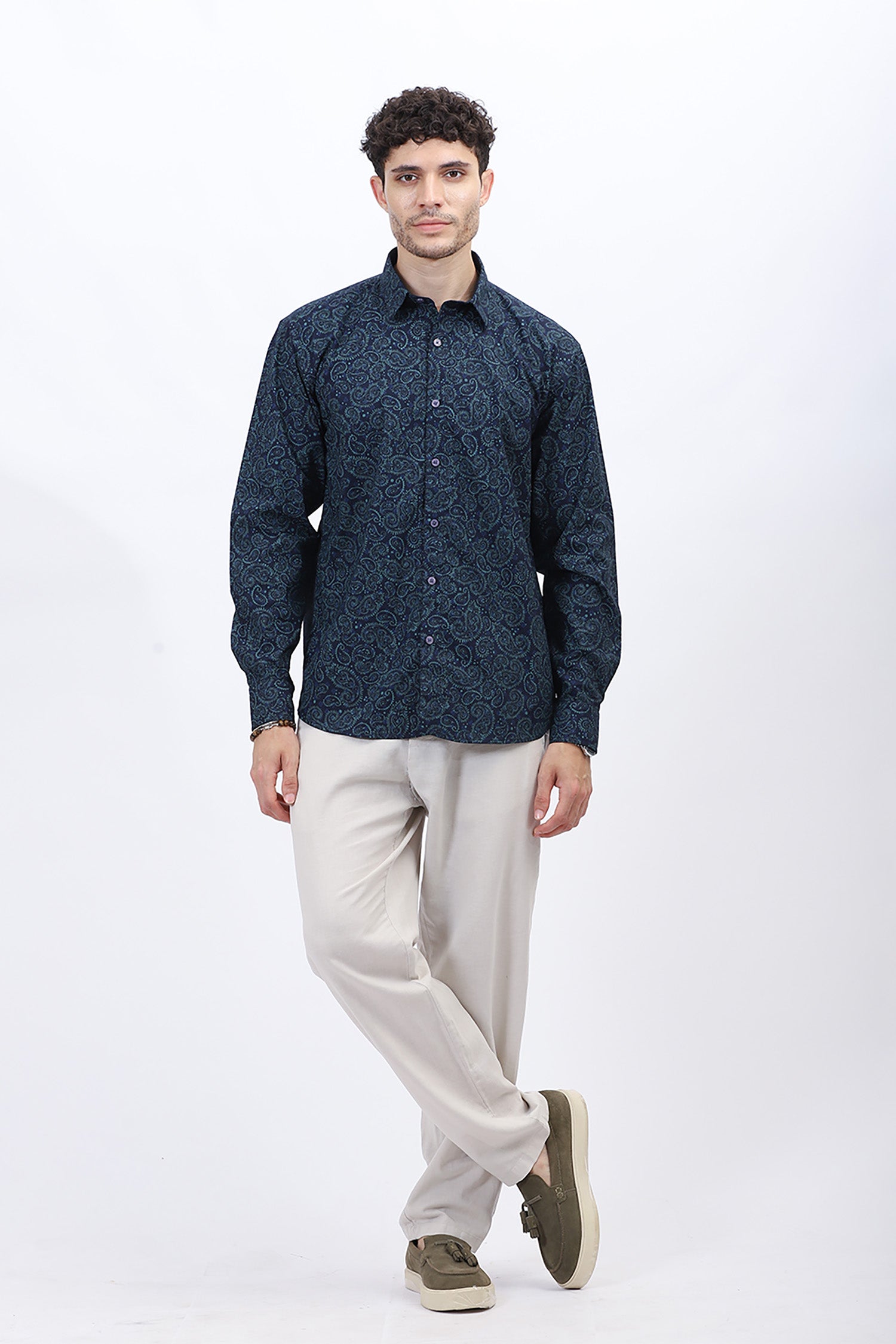 Azure Paisley Cotton Shirt