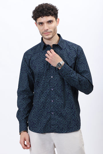 Azure Paisley Cotton Shirt