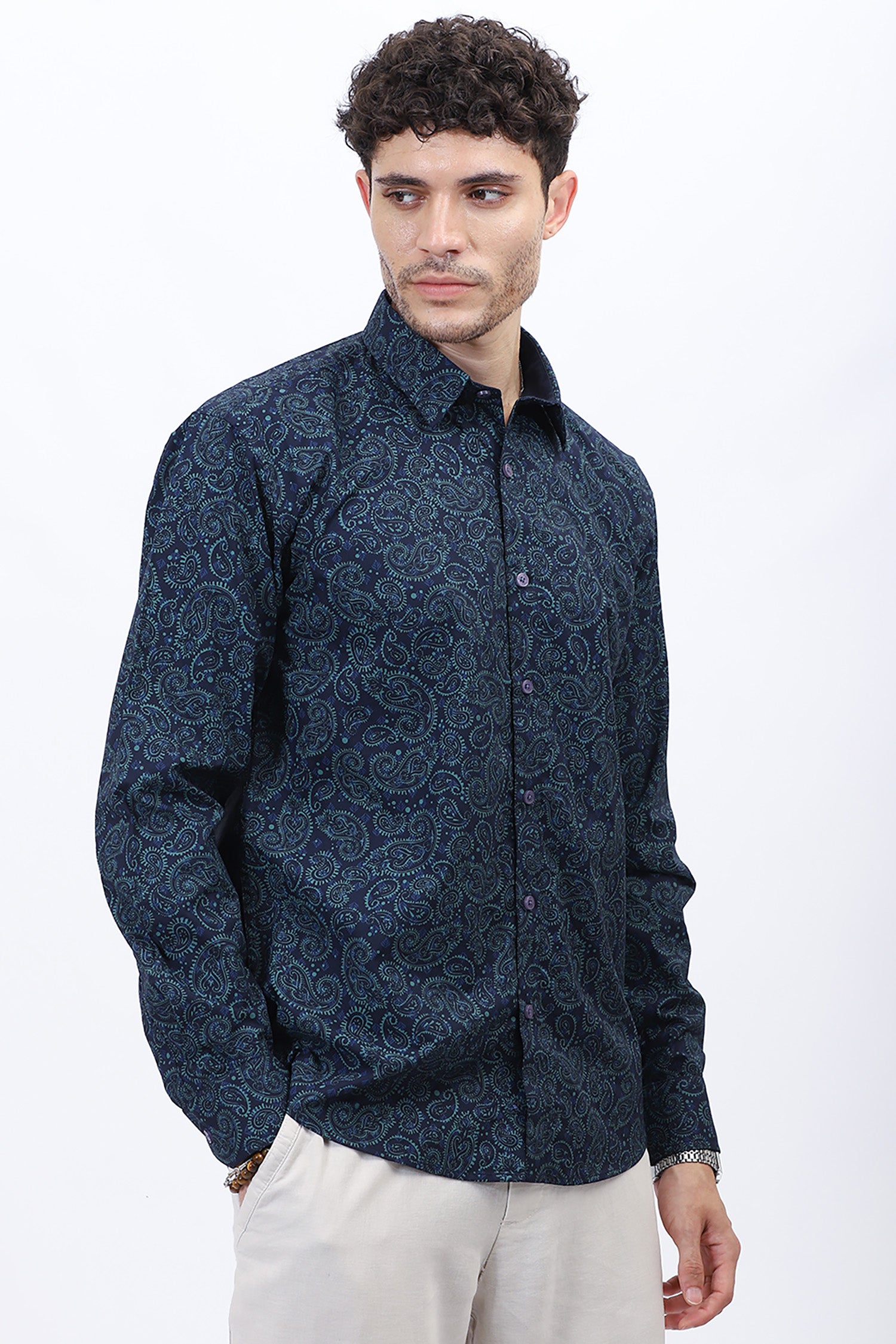 Azure Paisley Cotton Shirt
