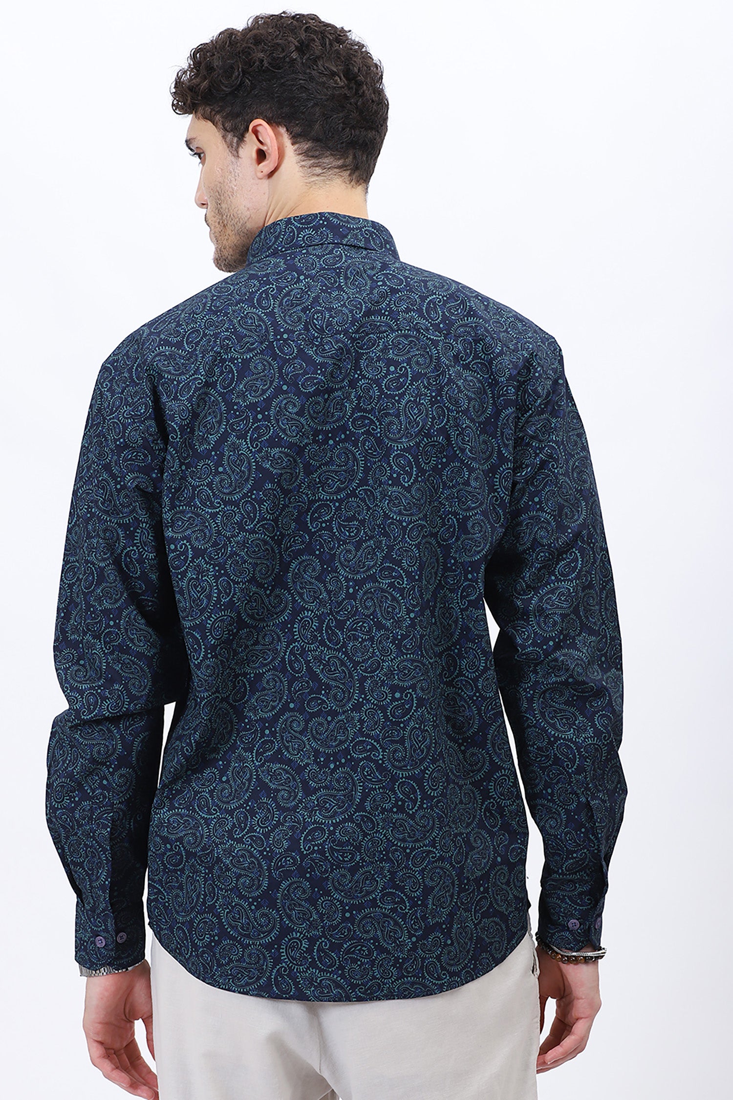 Azure Paisley Cotton Shirt