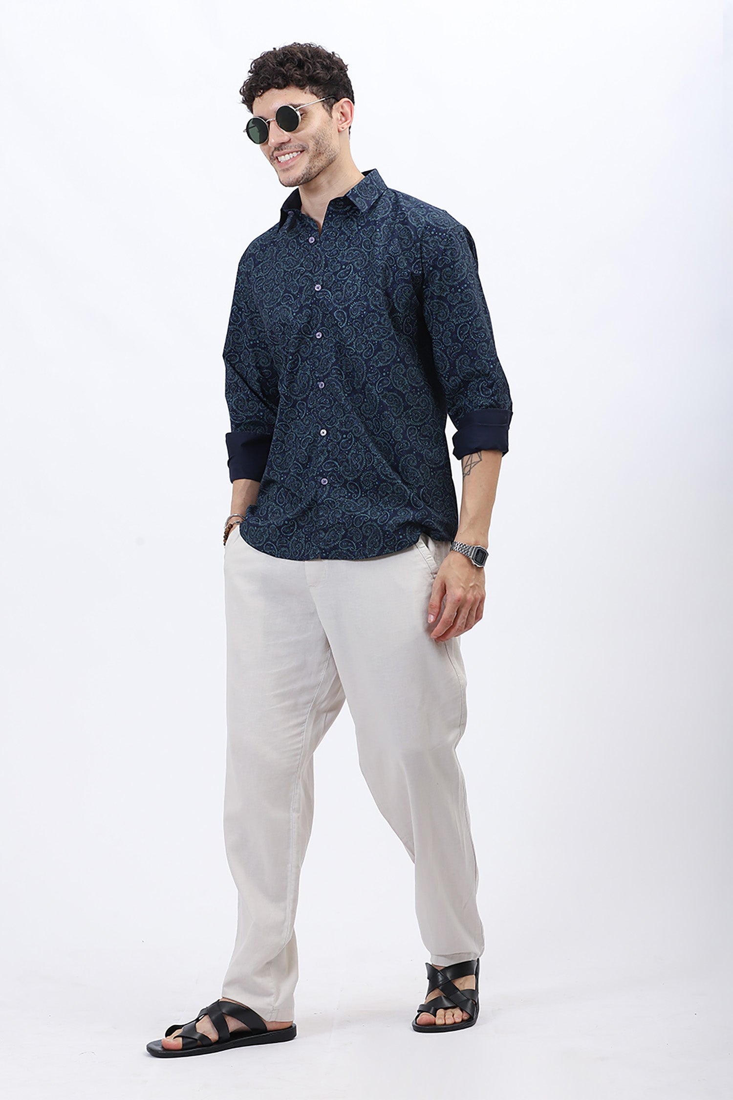Azure Paisley Cotton Shirt