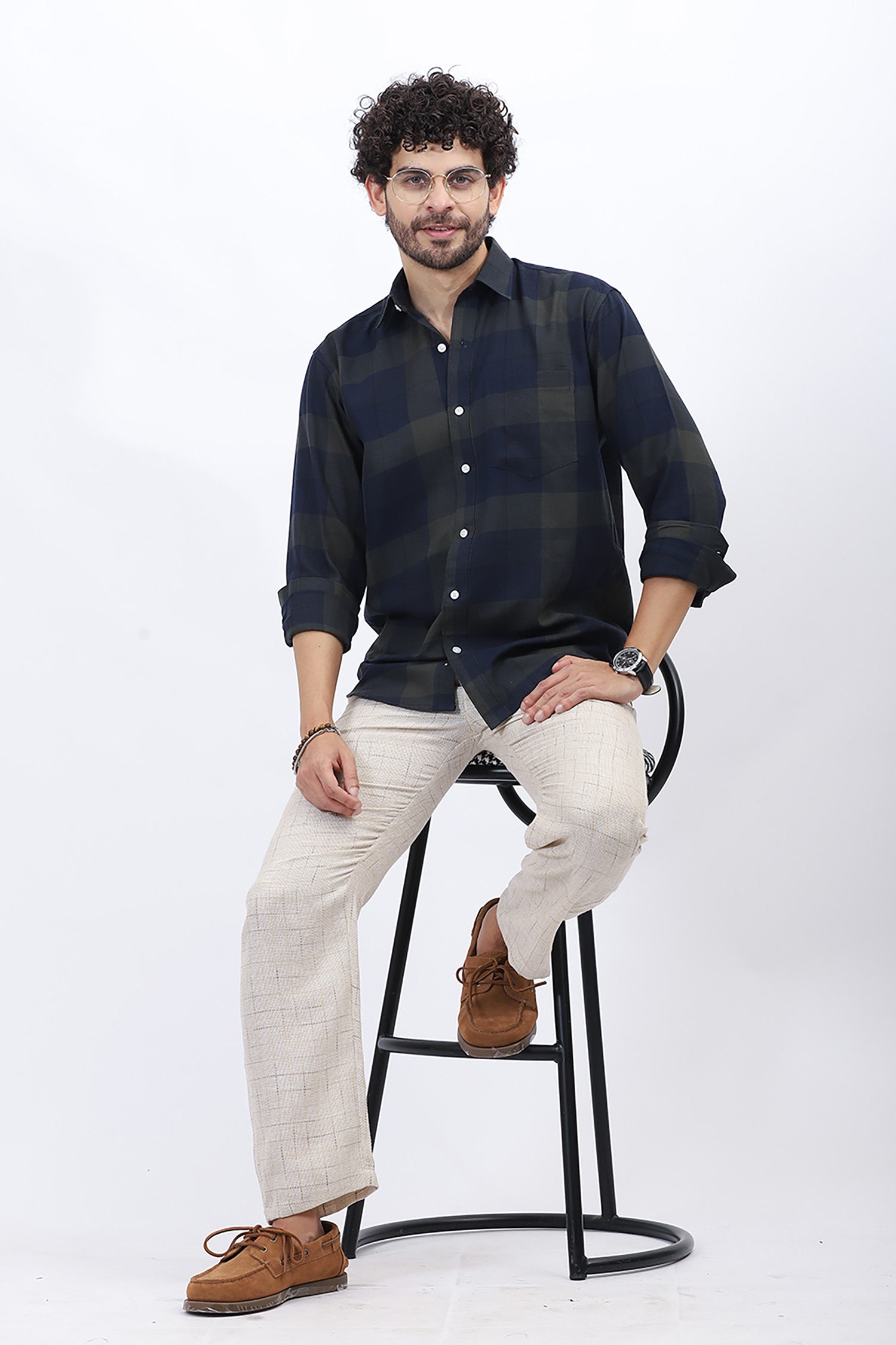 Men's Classic Navy Check Shirt