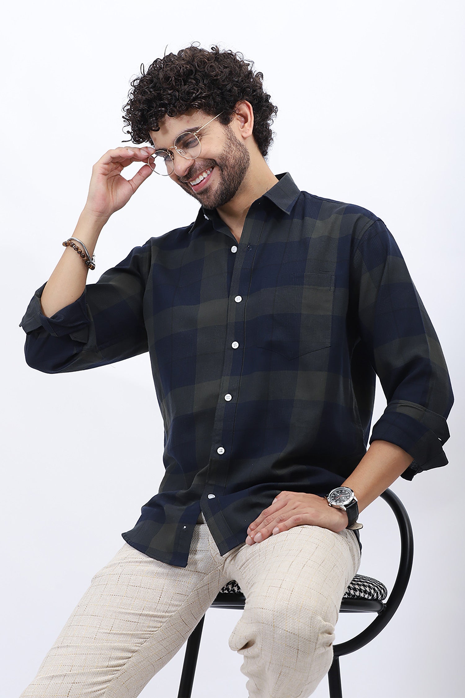 Men's Classic Navy Check Shirt