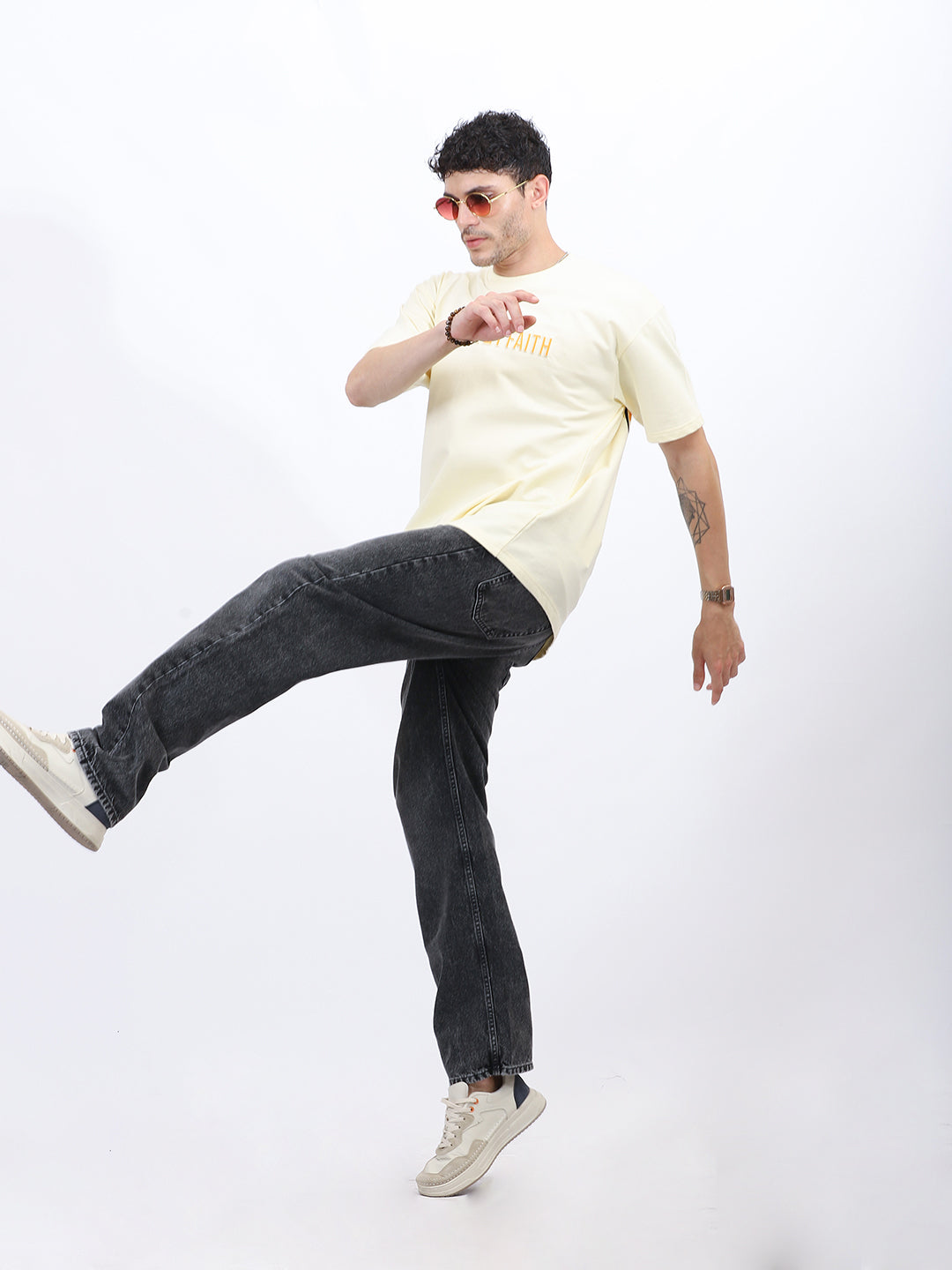 "Faith Moves" Graphic T-shirt in Beige