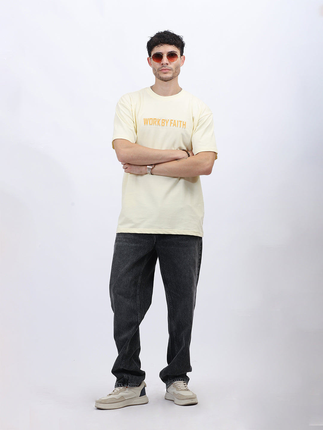 "Faith Moves" Graphic T-shirt in Beige