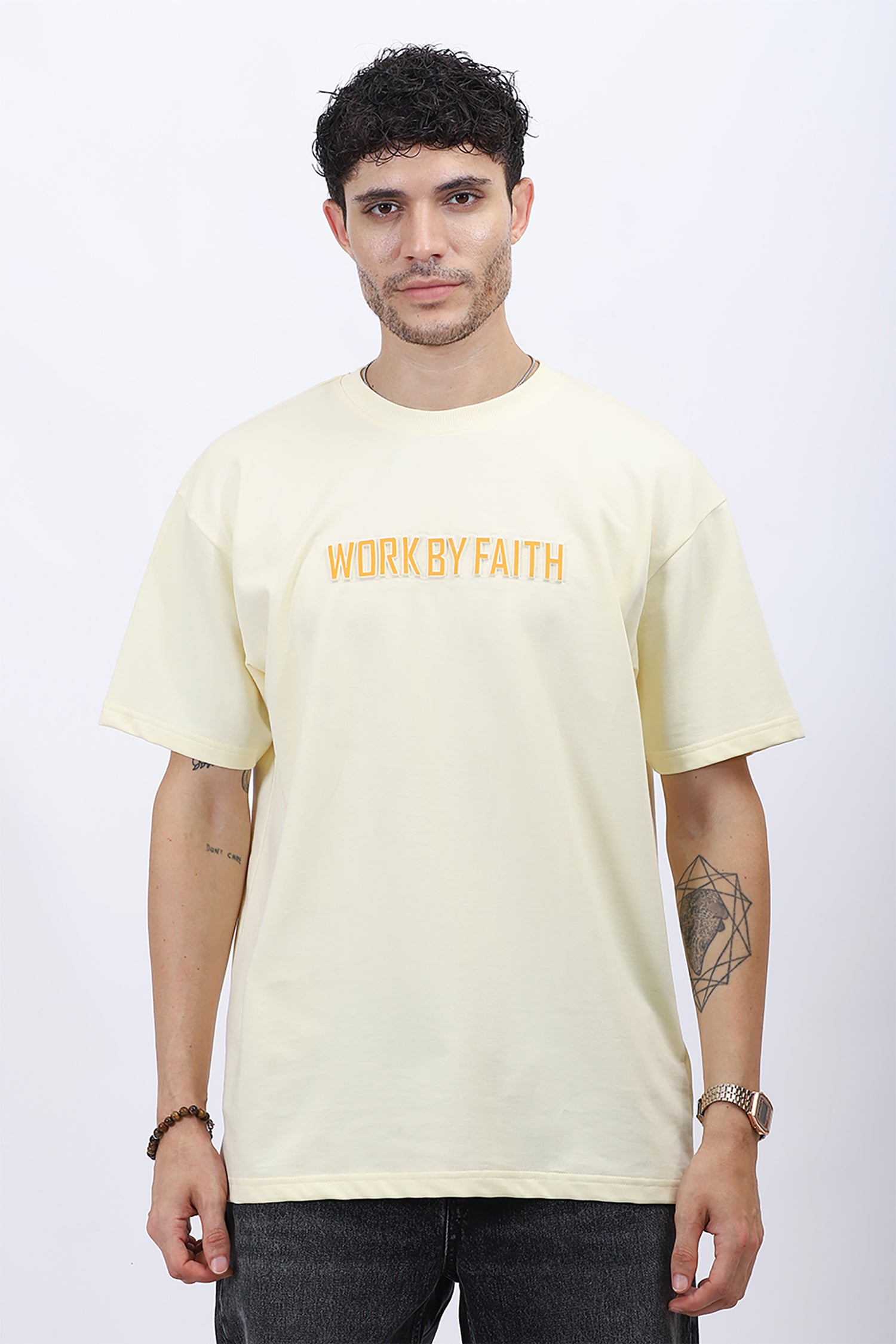 "Faith Moves" Graphic T-shirt in Beige