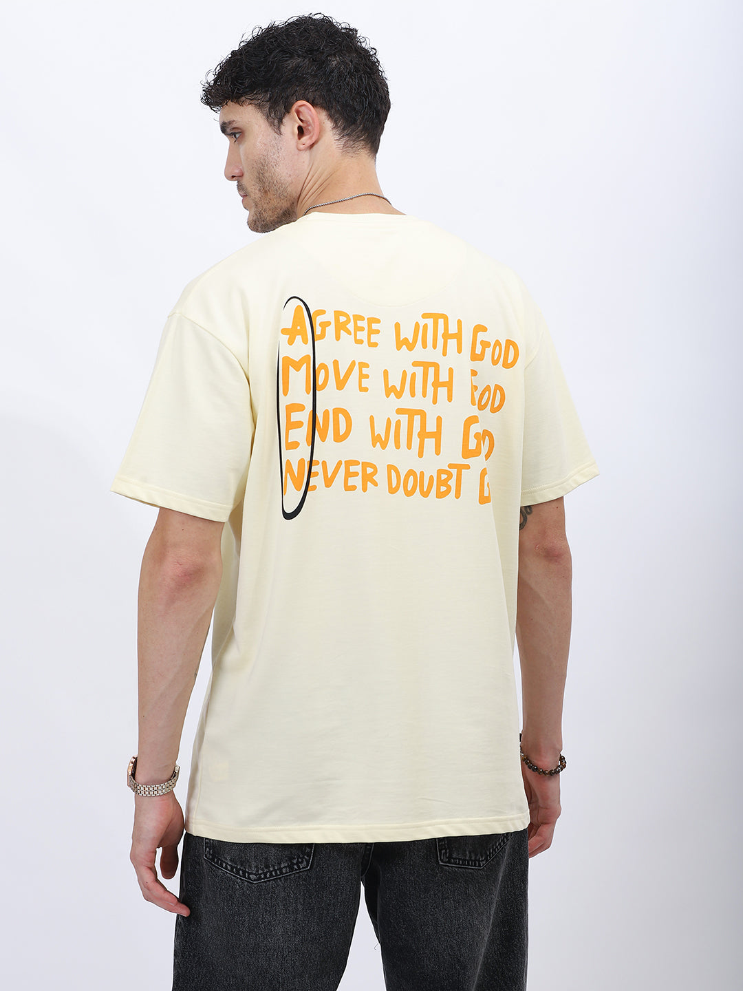 "Faith Moves" Graphic T-shirt in Beige