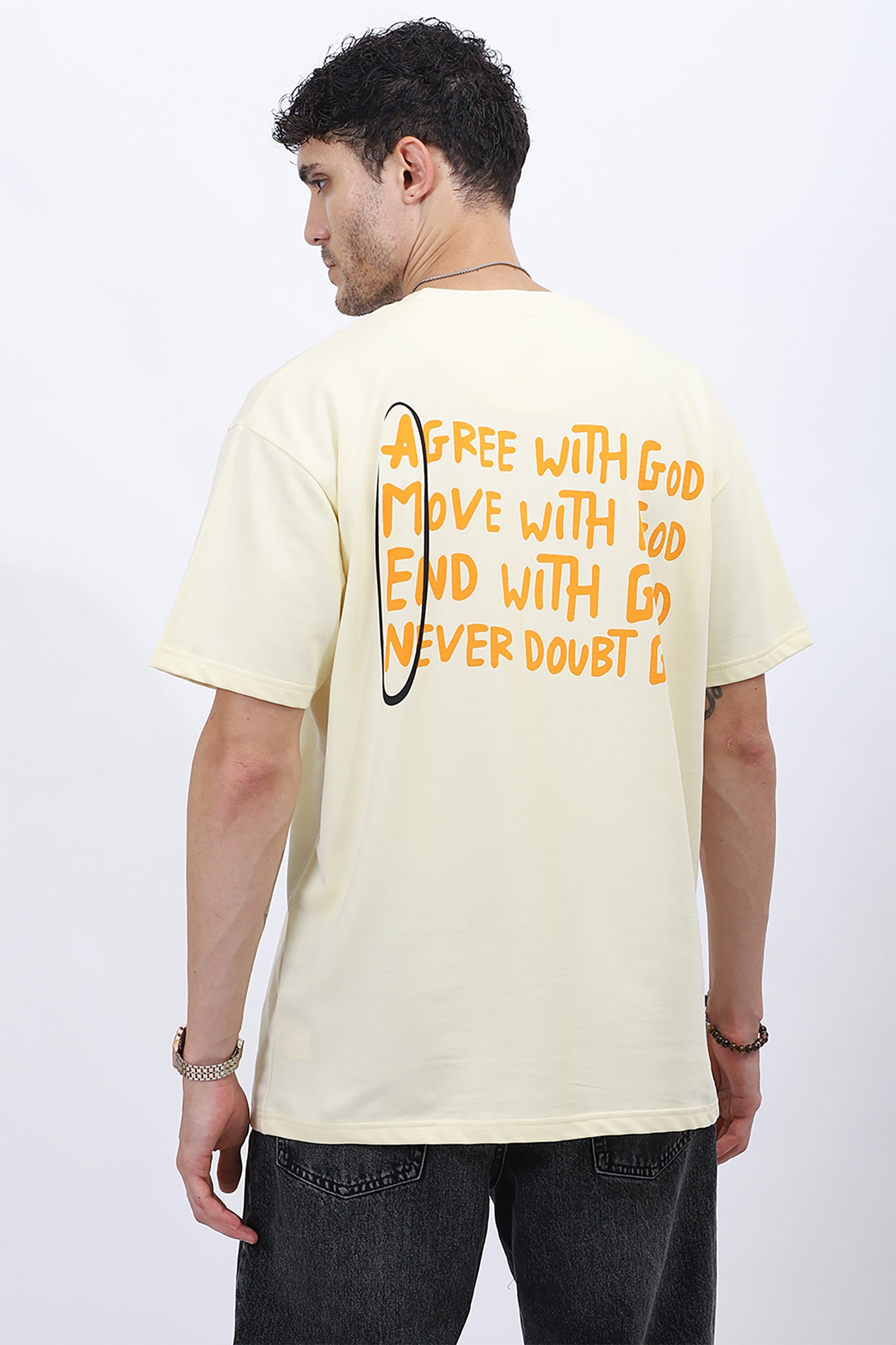 "Faith Moves" Graphic T-shirt in Beige