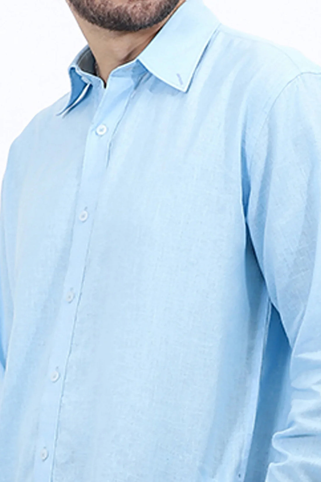 Light Blue Cotton Linen Formal Shirt