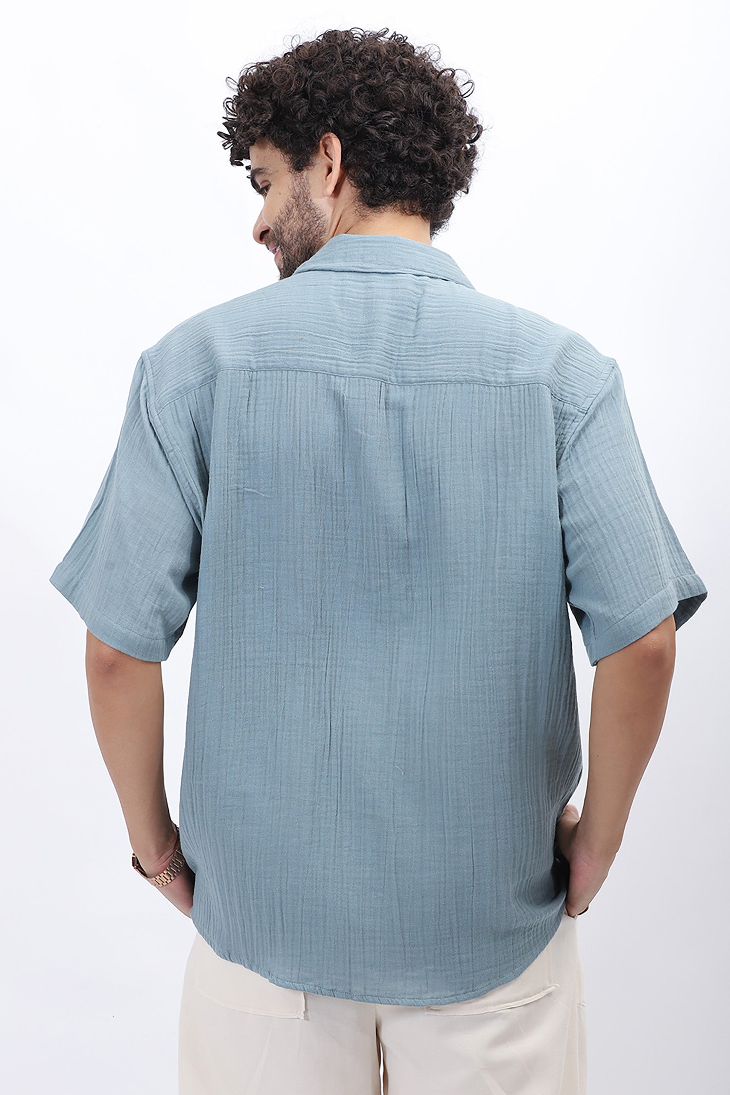 Wrinkled Crepe Flower Print Shirt