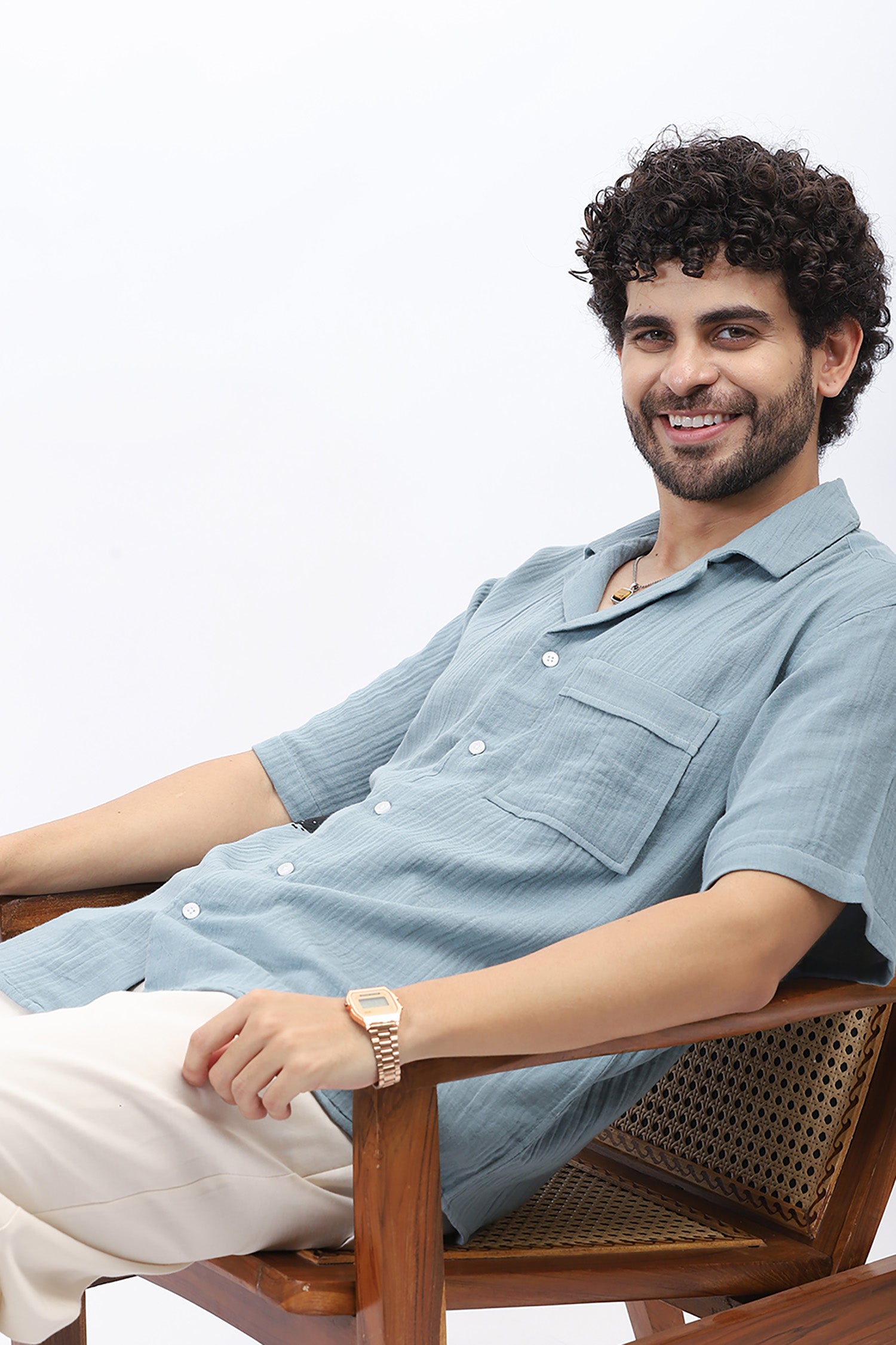 Wrinkled Crepe Flower Print Shirt