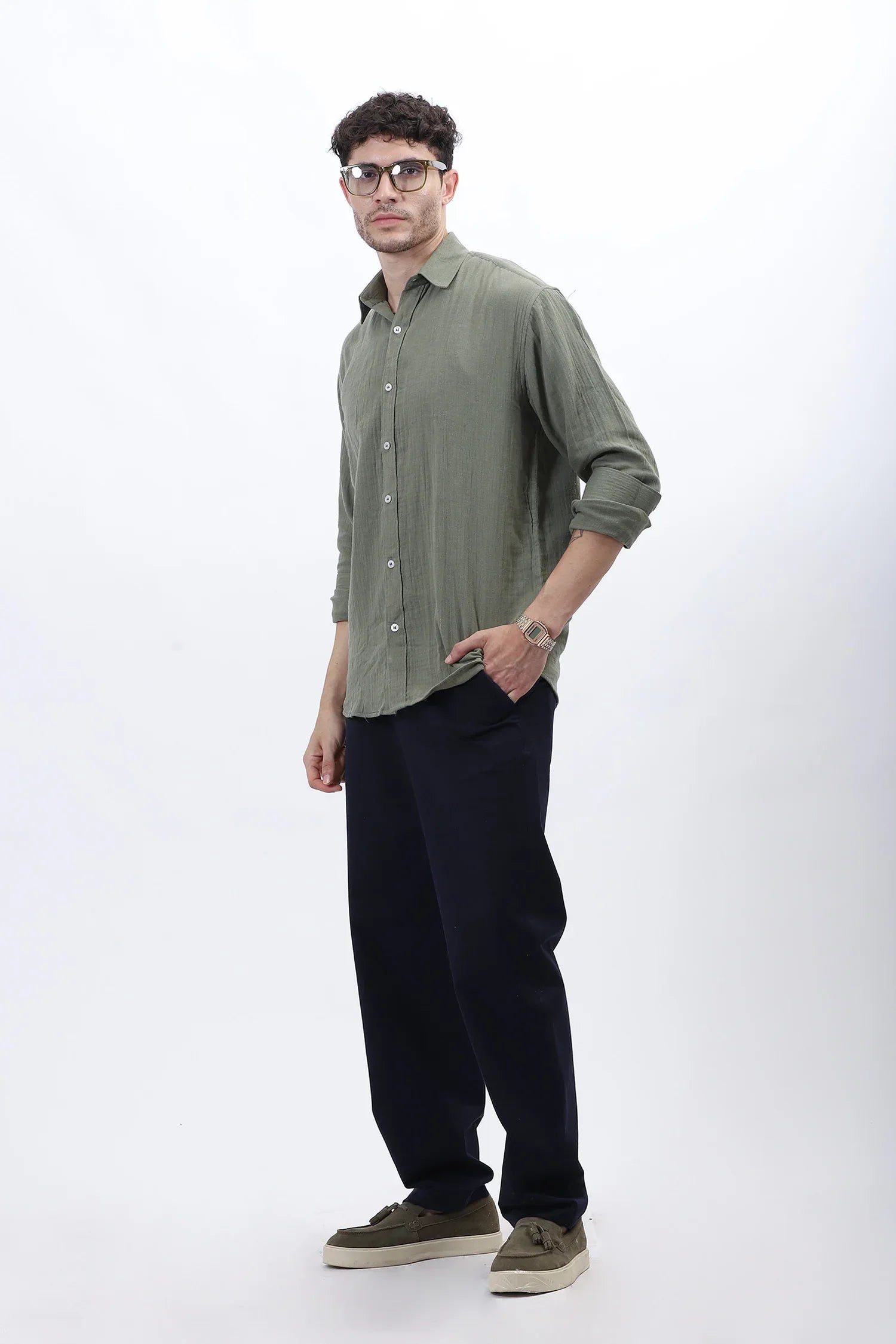 Blue Regular Fit Formal Pant