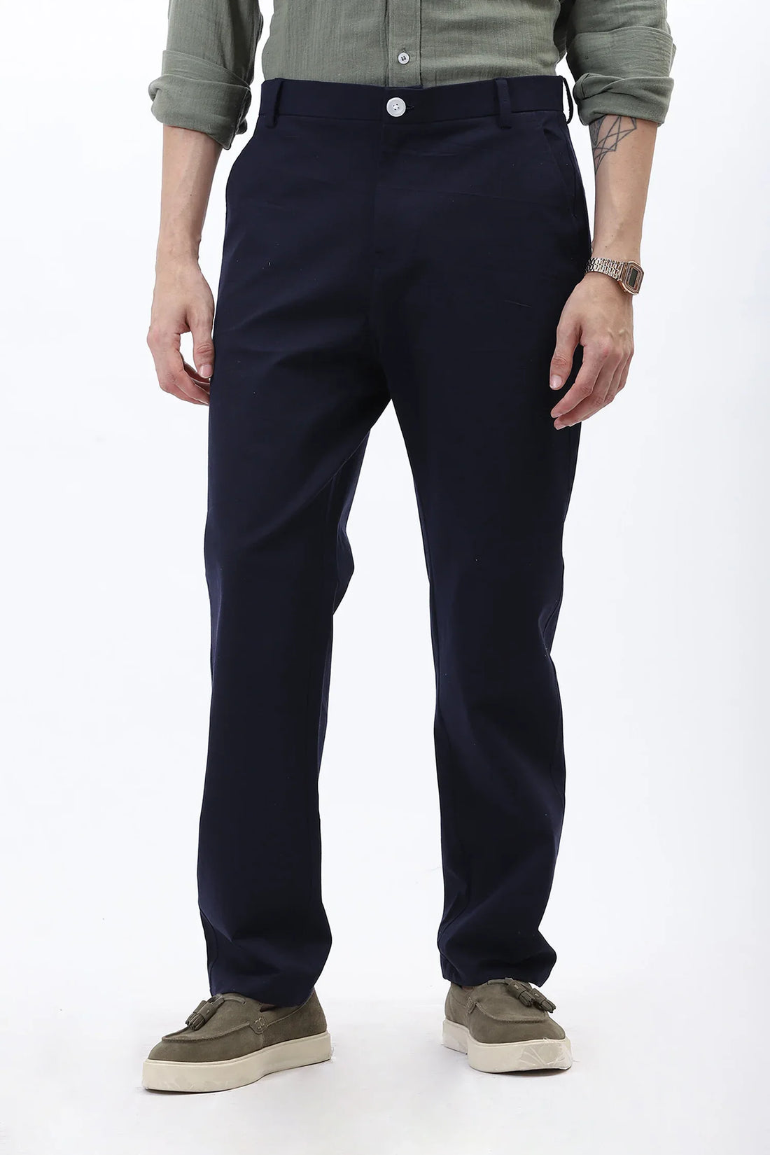 BLUE REGULAR FIT FORMAL PANT