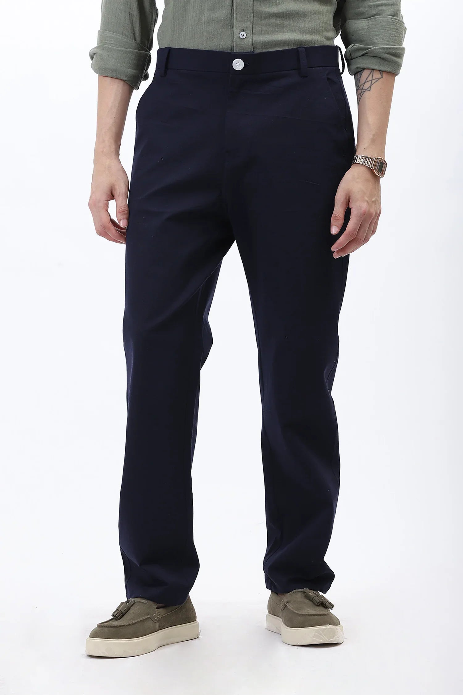 Blue Regular Fit Formal Pant