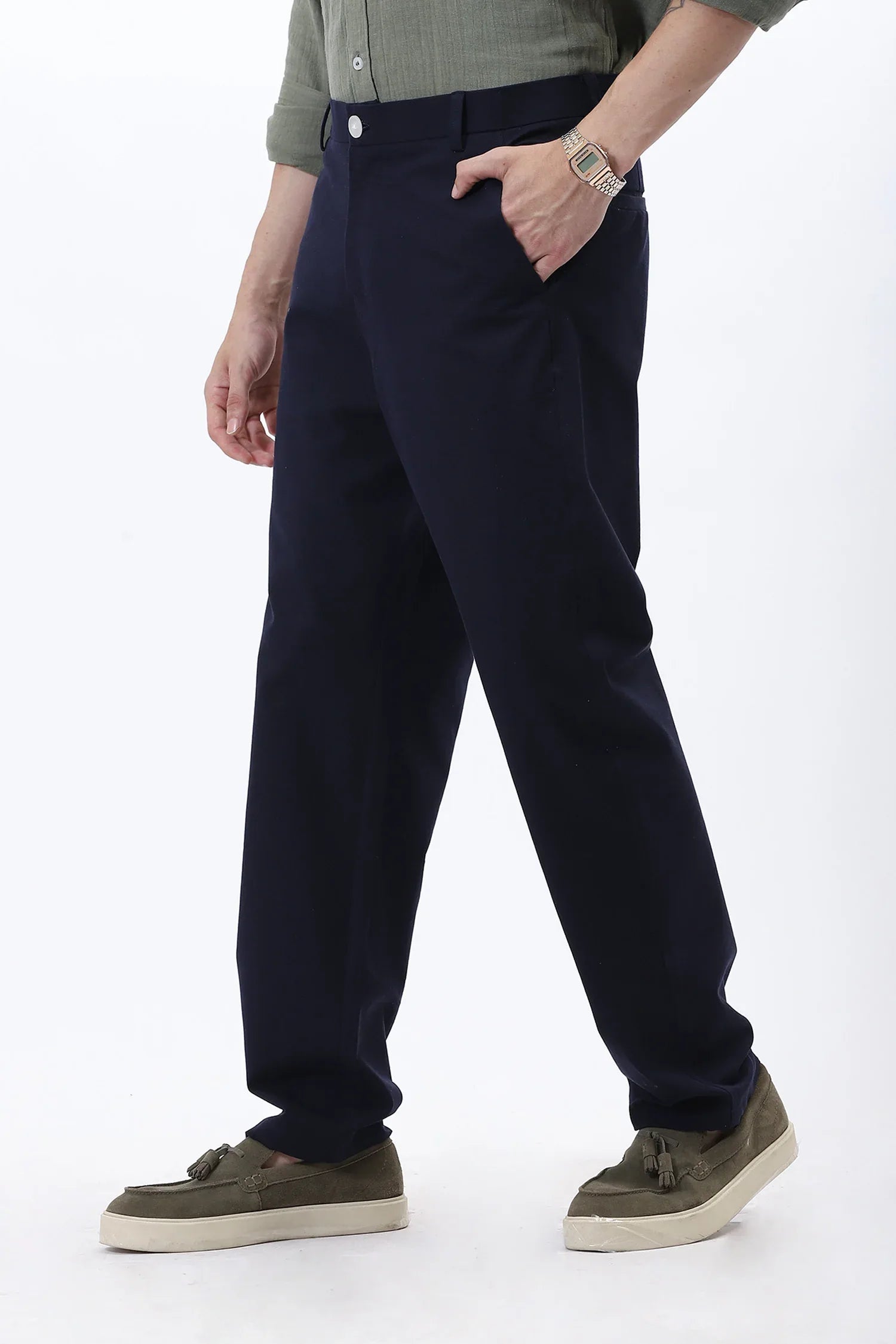 Blue Regular Fit Formal Pant