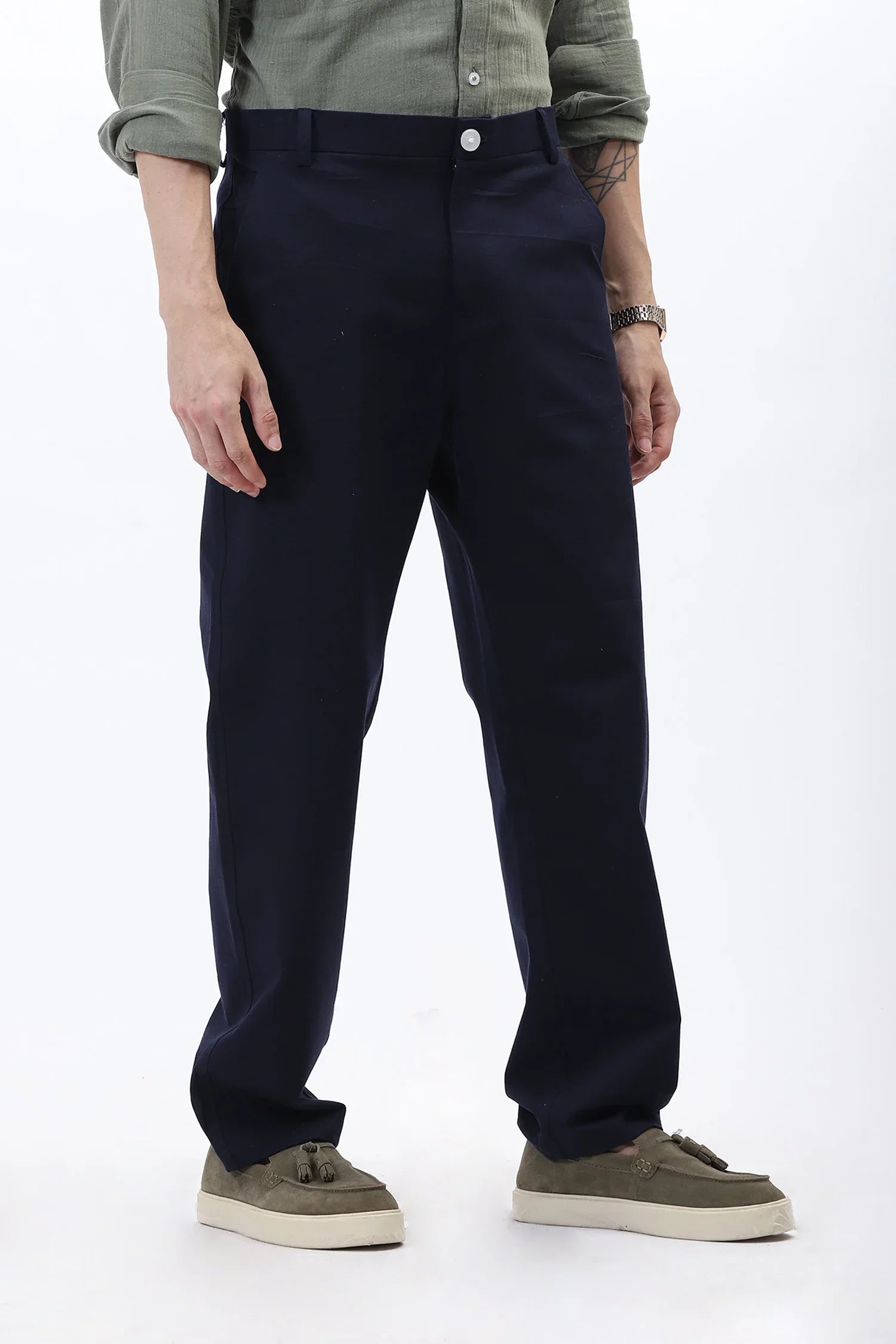 Blue Regular Fit Formal Pant