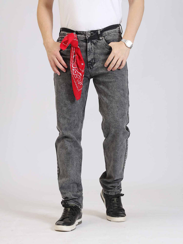 Black Washed Slim-Fit Denim Jeans
