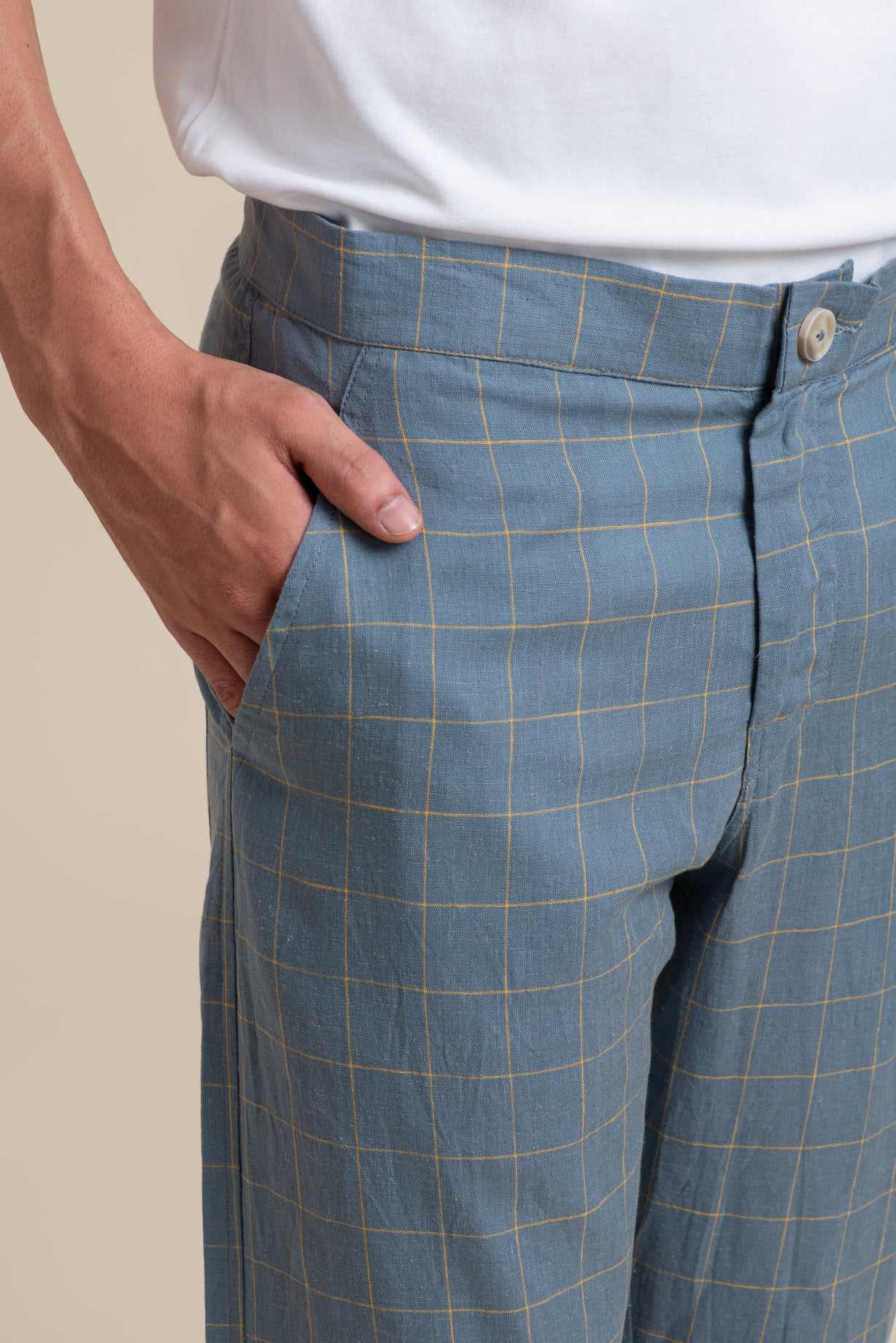 mens-wear-blue-check-linen-trousers