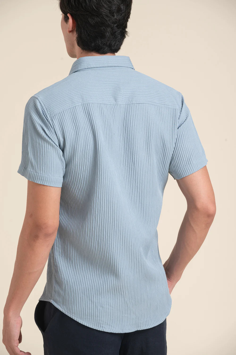 Light Blue Textured Slim Fit Shirt