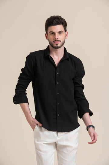 Black Casual Slim Fit Shirt
