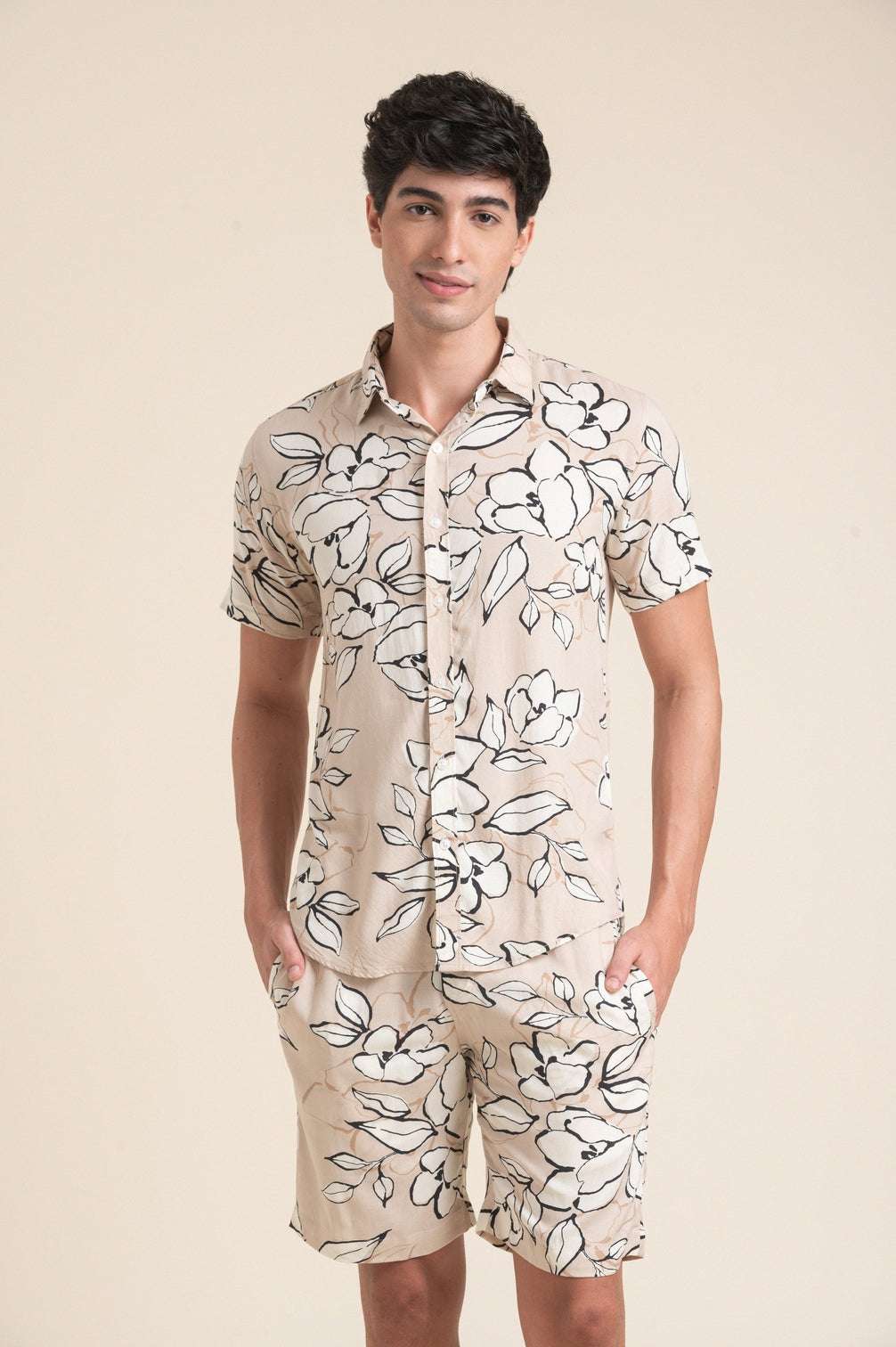 Beige Blossom Printed Co-Ord Set for Effortless Summer Style