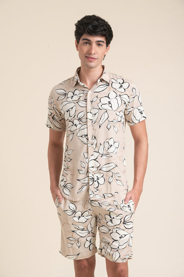 Beige Blossom Printed Co-Ord Set for Effortless Summer Style