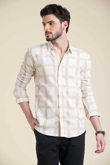 White Costa Check Print Shirt