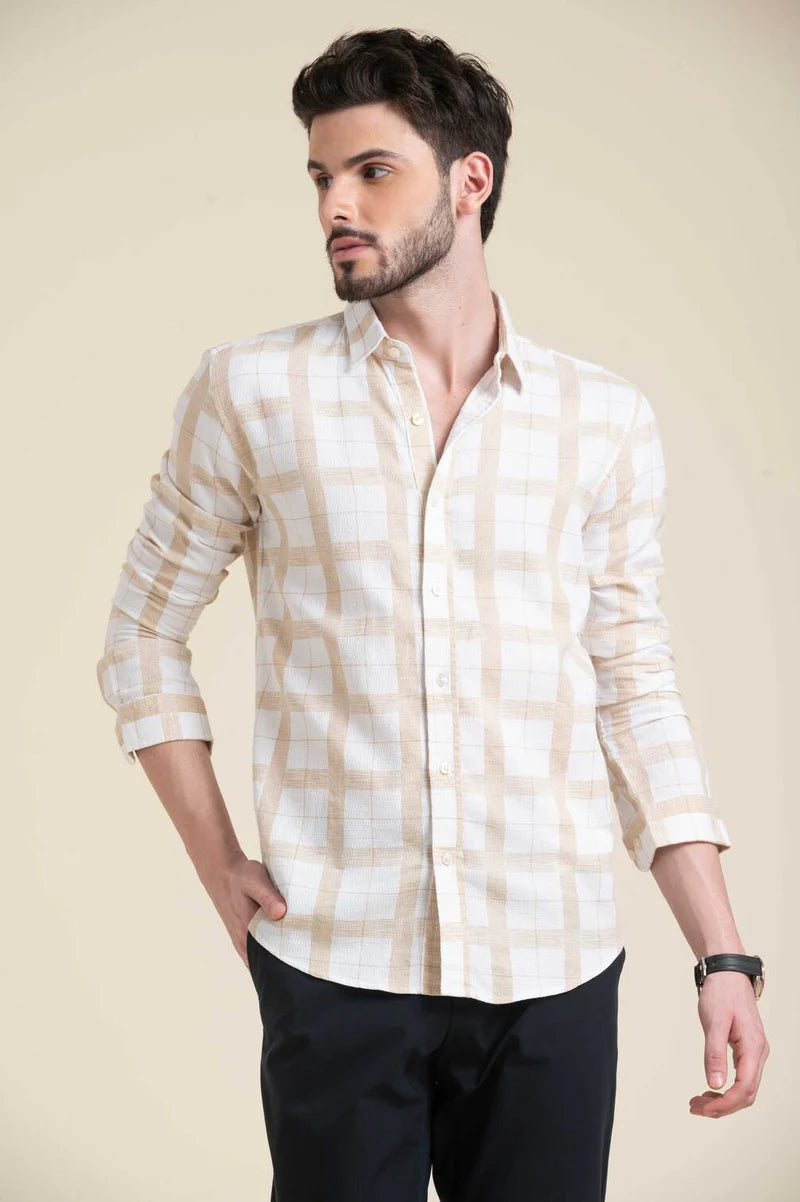White Costa Check Print Shirt