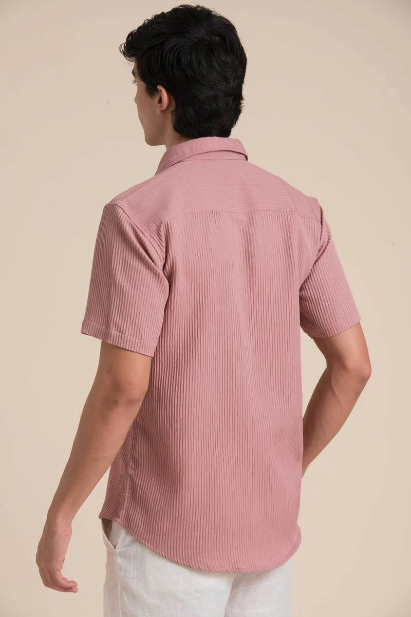 Dusty Rose Textured Short Sleeve Shirt