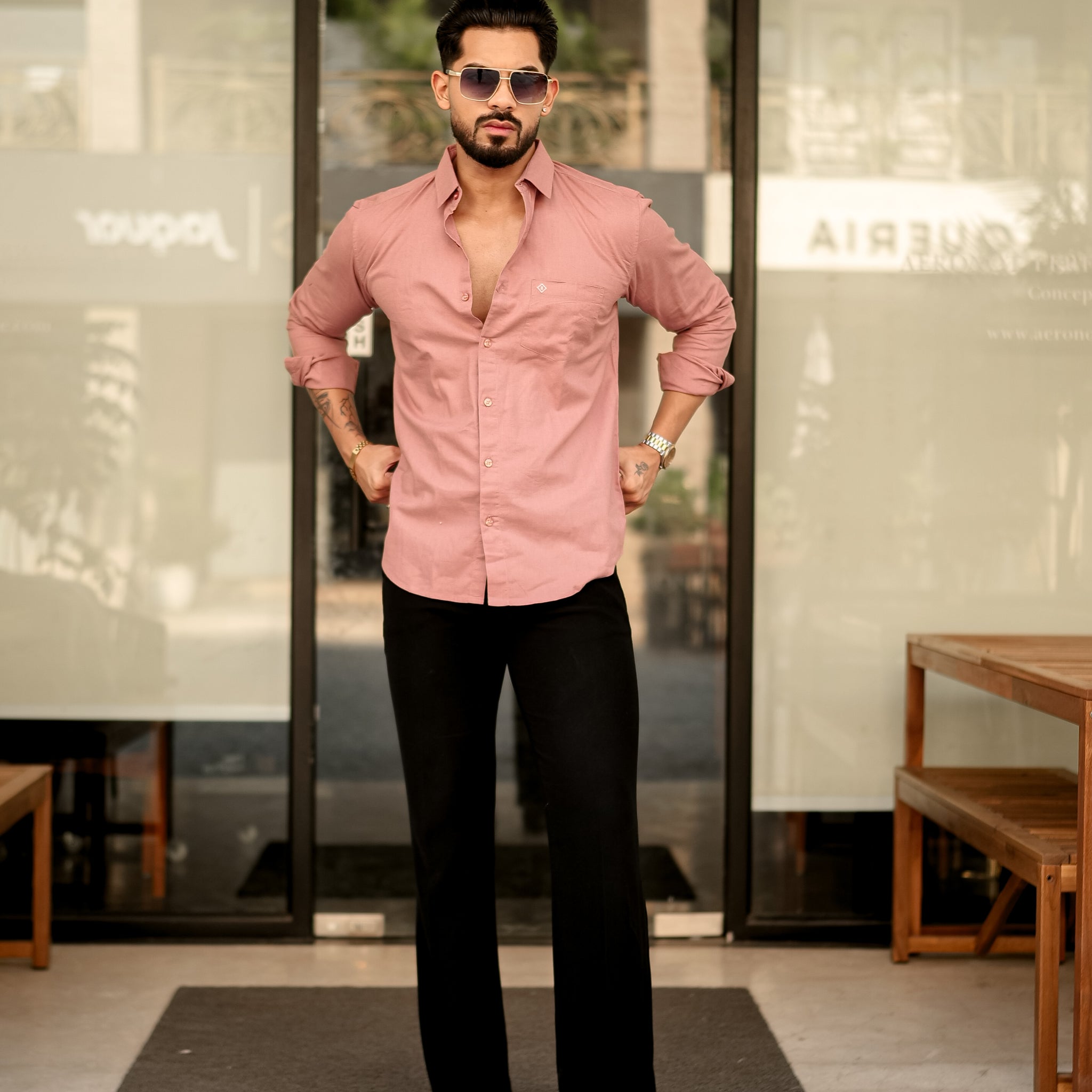 Men's Dusty Rose Casual Shirt