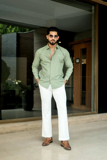Sage Smart Casual Full-Sleeve Cotton Shirt