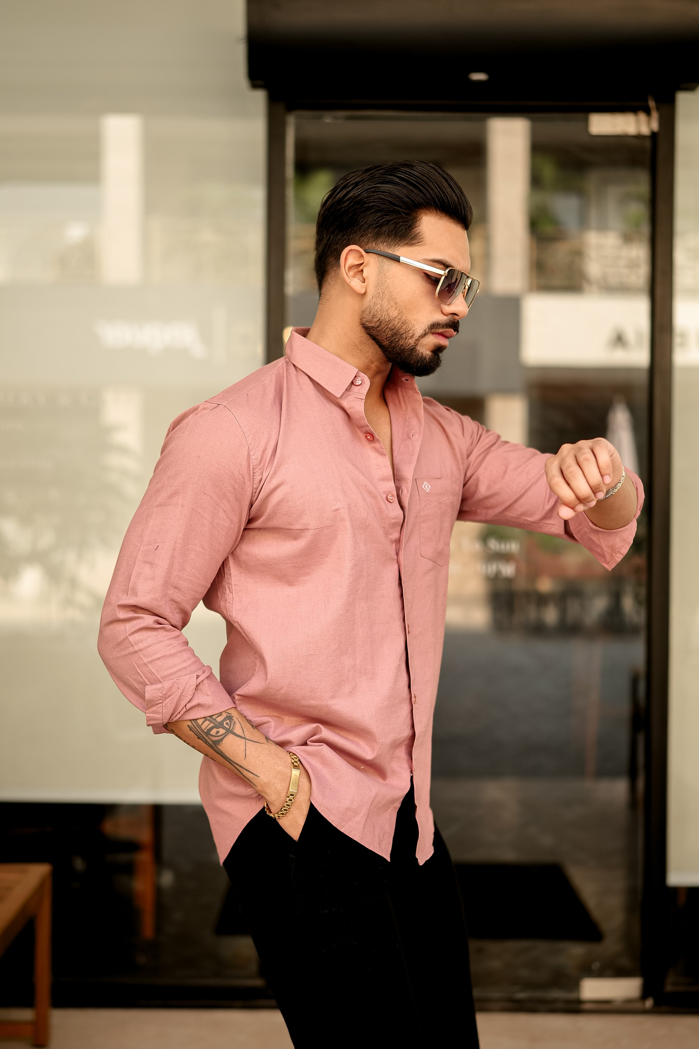 Men's Dusty Rose Casual Shirt