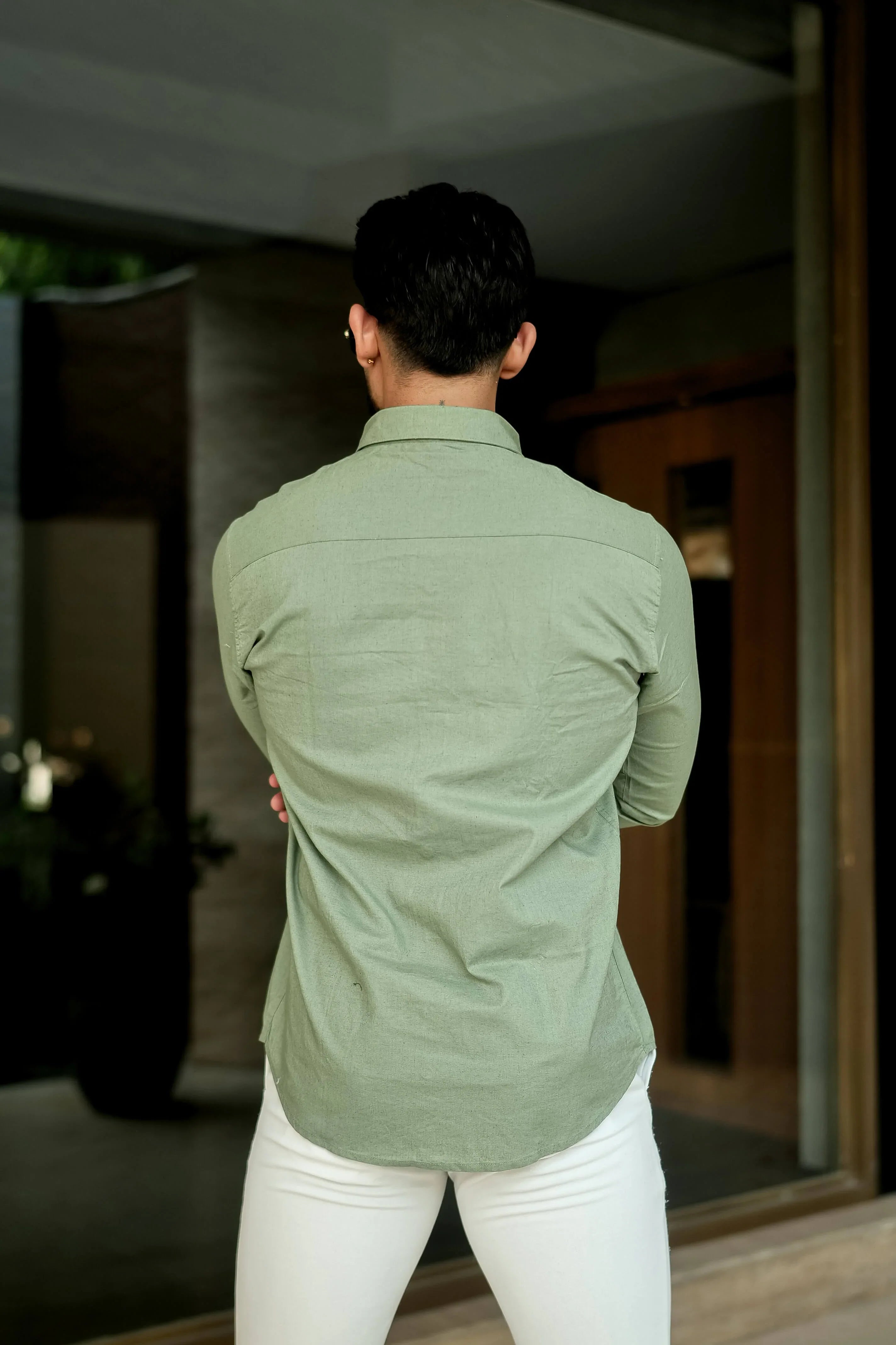 Sage Smart Casual Full-Sleeve Cotton Shirt