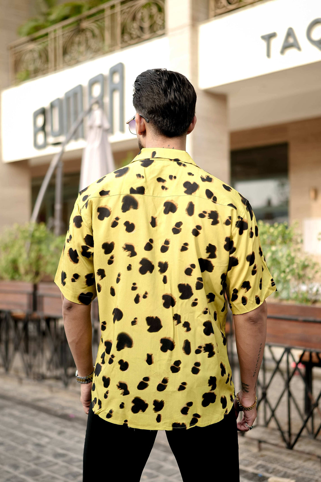 Yellow Leopard Print Resort Shirt