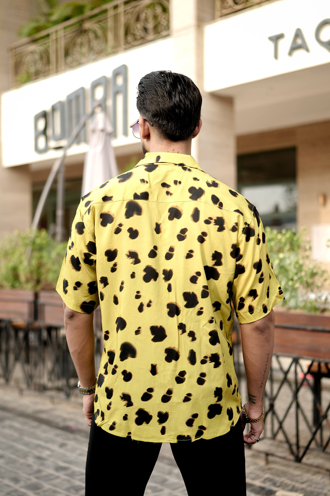 Yellow Leopard Print Resort Shirt