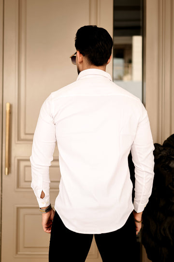 White Casual Slim Fit Shirt