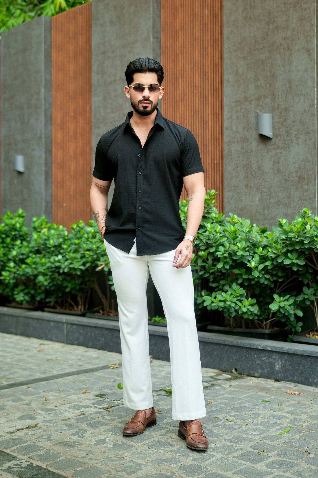 Classic Black Short Sleeve Casual Shirt