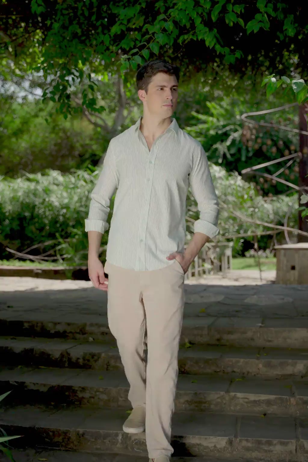 Mint Green Striped Cotton Shirt – Fresh & Refined Everyday Wear