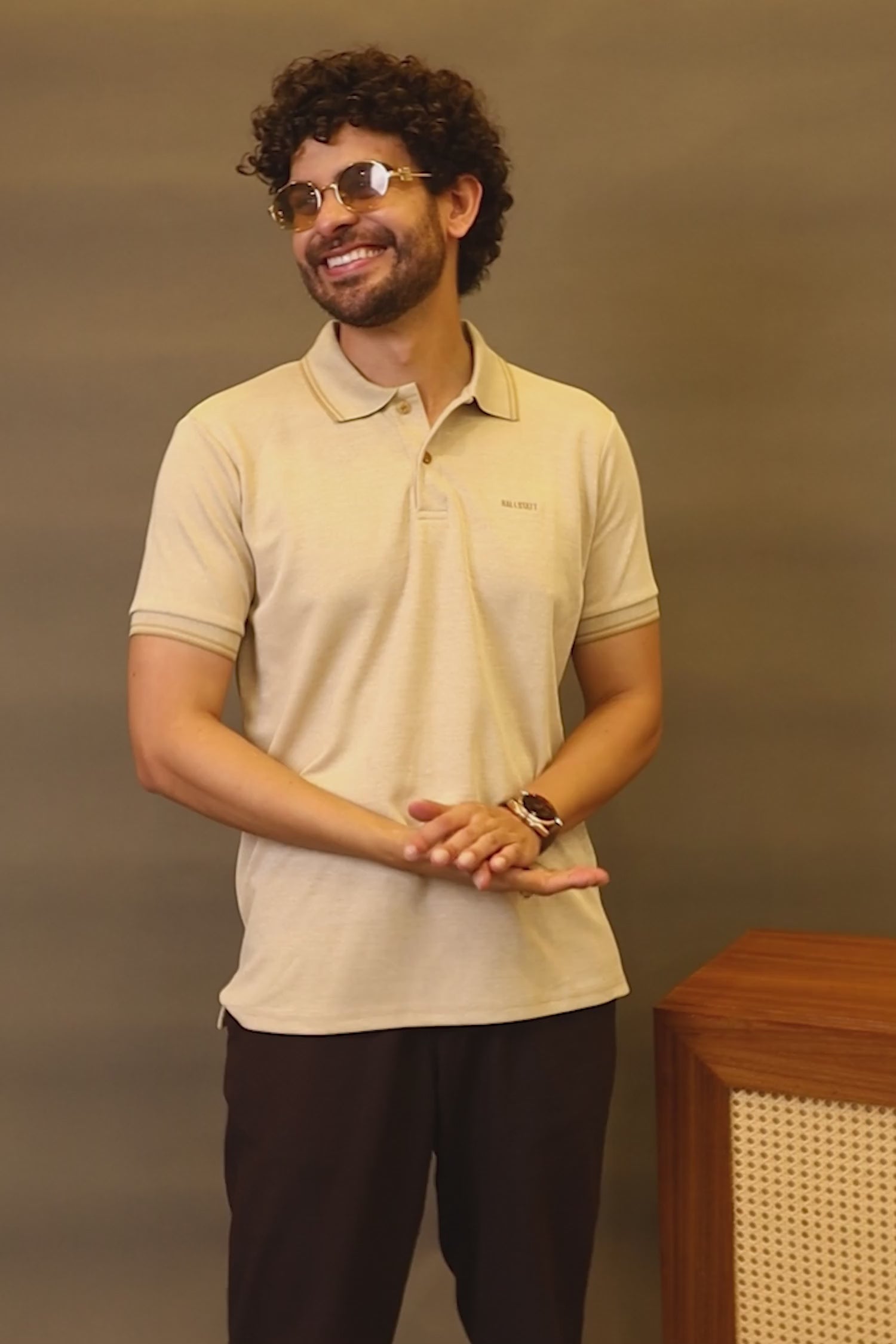 Desert Beige Polo & Olive Cargo Pants – Utility Meets Style