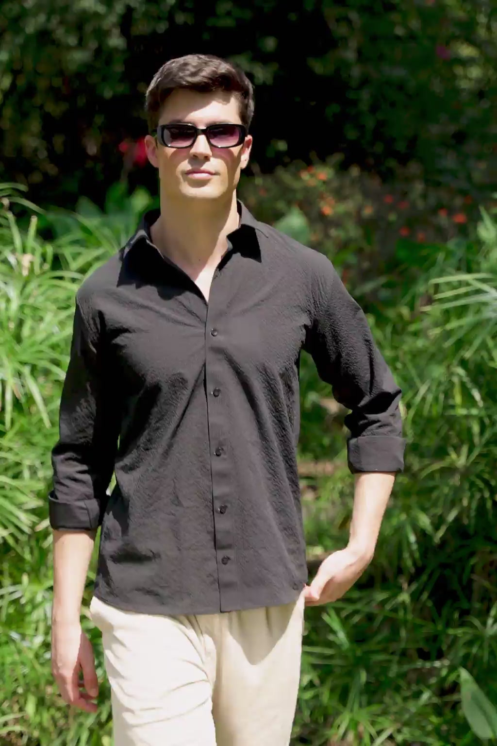 Textured Casual Shirt In Black